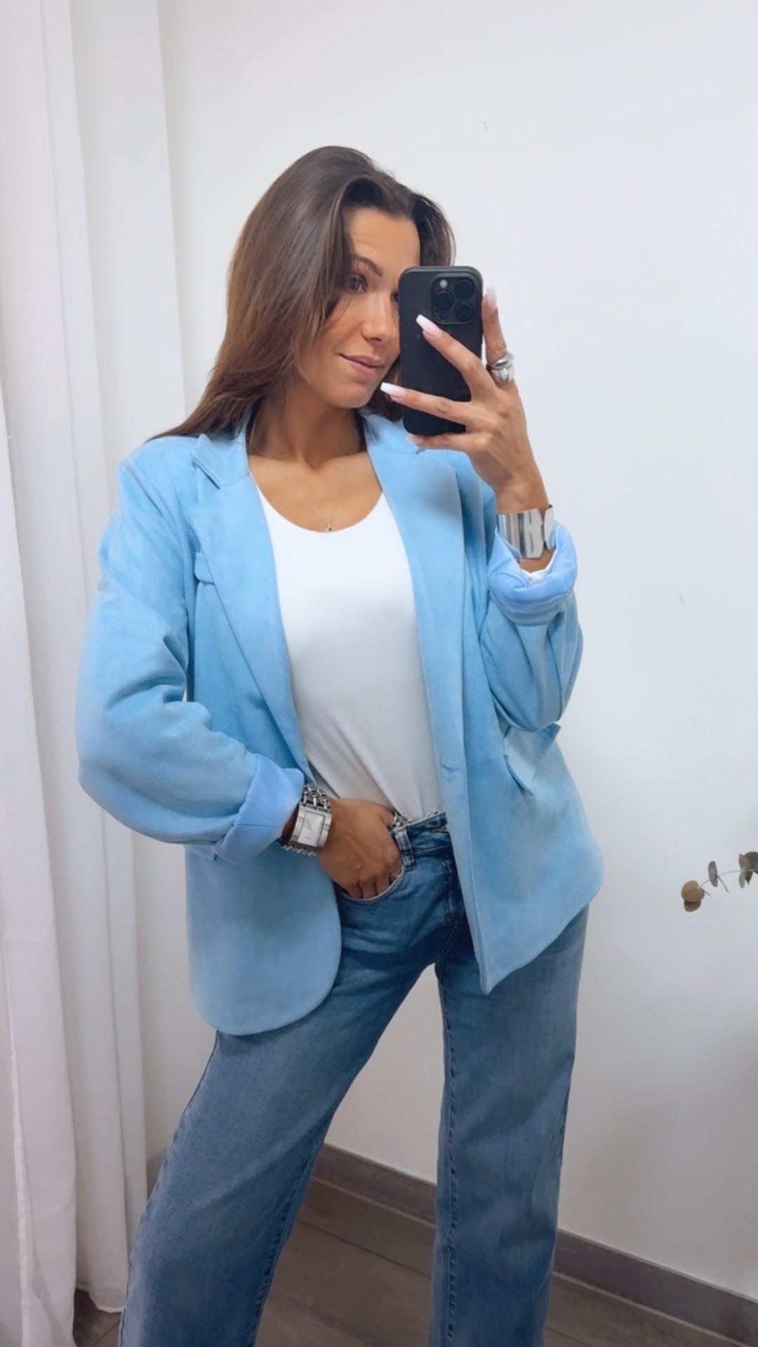 Velours Blazer / blau Art.13938