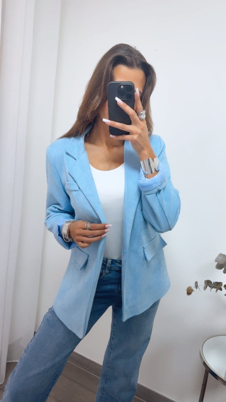 Velours Blazer / blau Art.13938