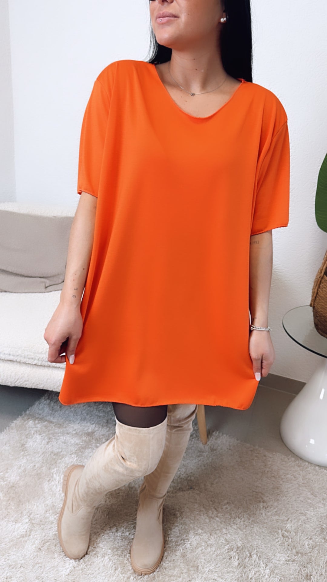 luftiges, langes T-shirt / intensives orange Art. 5613