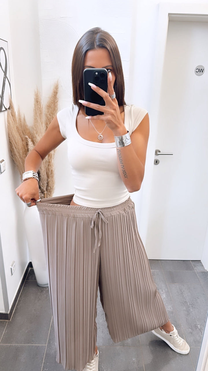 Plissee Hose / taupe-schlamm Art. 6733