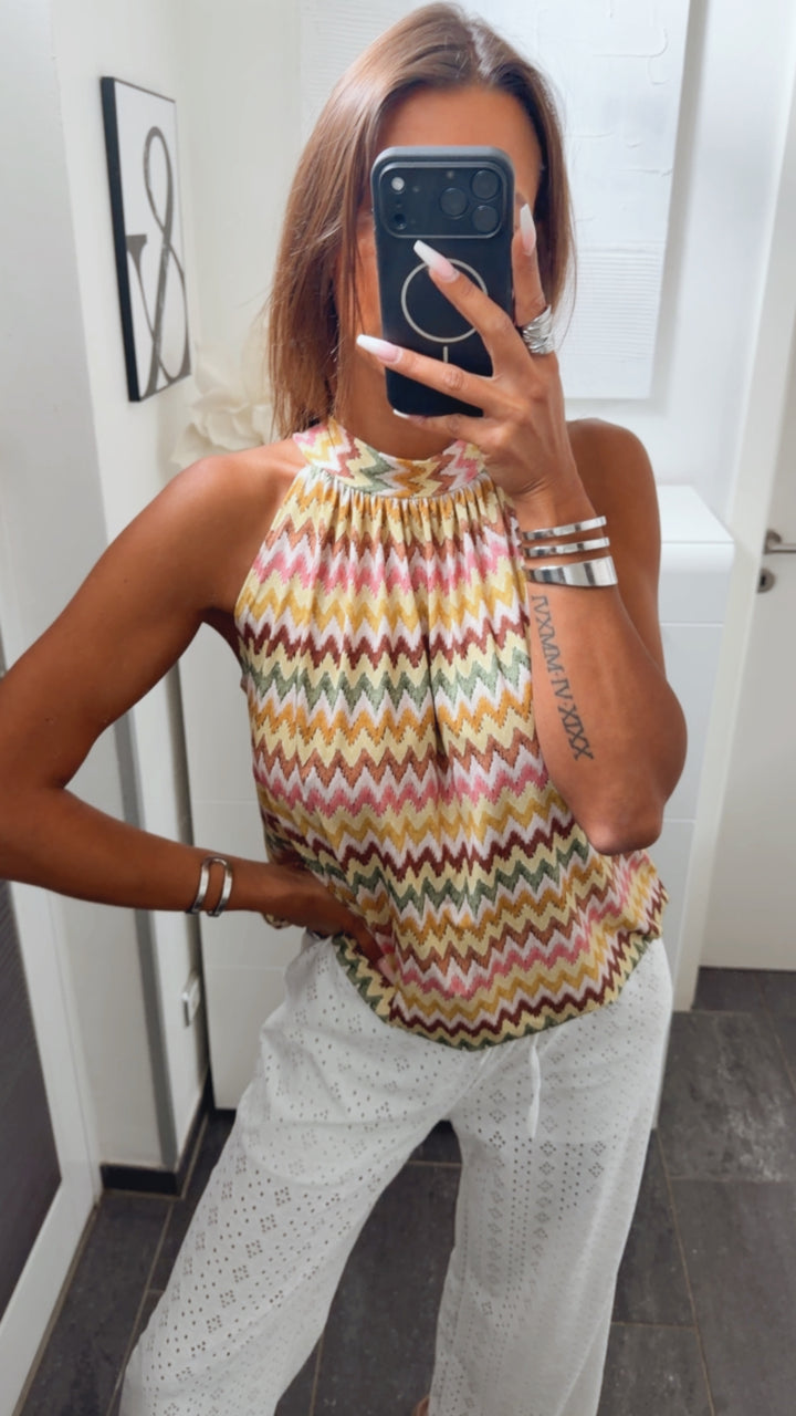 Top ZICKZACK  / gelb- braun- rosa- khaki Art. 15148