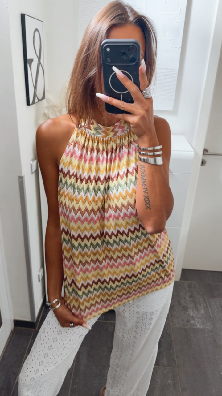 Top ZICKZACK  / gelb- braun- rosa- khaki Art. 15148