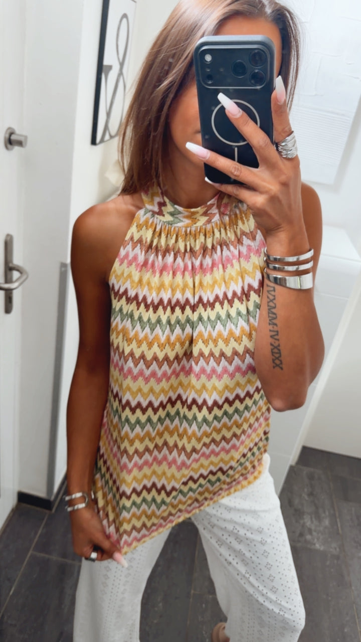Top ZICKZACK  / gelb- braun- rosa- khaki Art. 15148