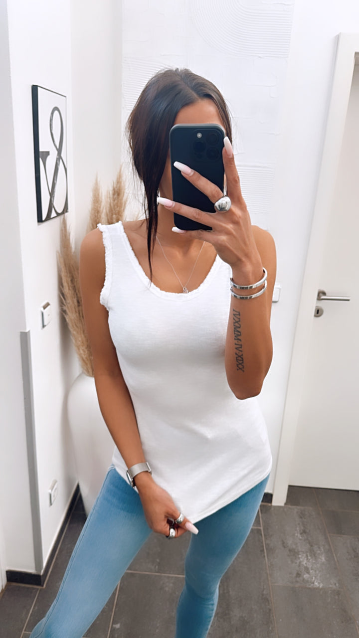 Top in Ripp-Optik, used-Elemente / weiss Art. 5646