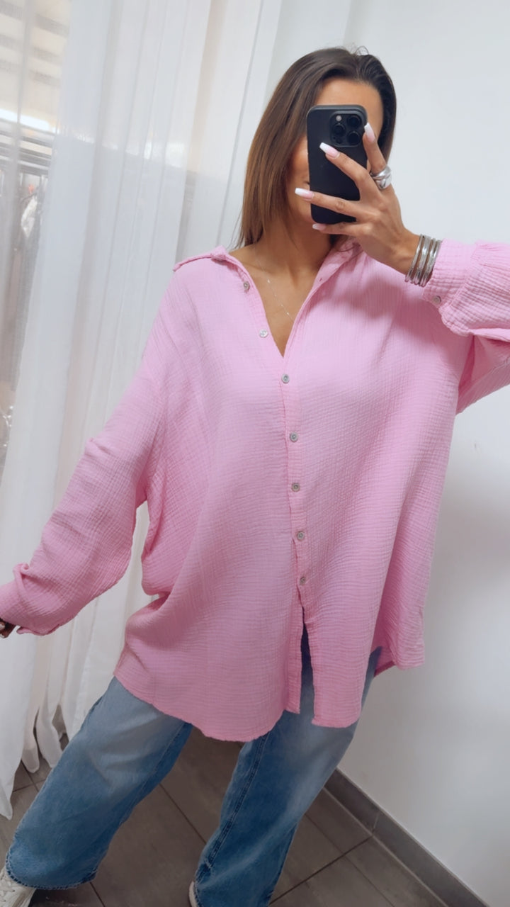 LANGE Oversize Musselin Bluse / soft pink Art. 13993