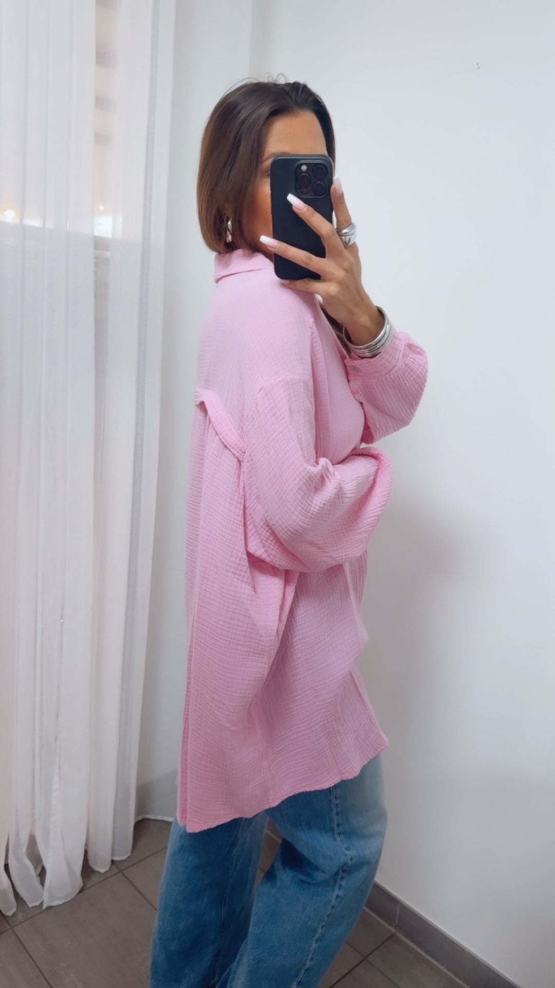 LANGE Oversize Musselin Bluse / soft pink Art. 13993