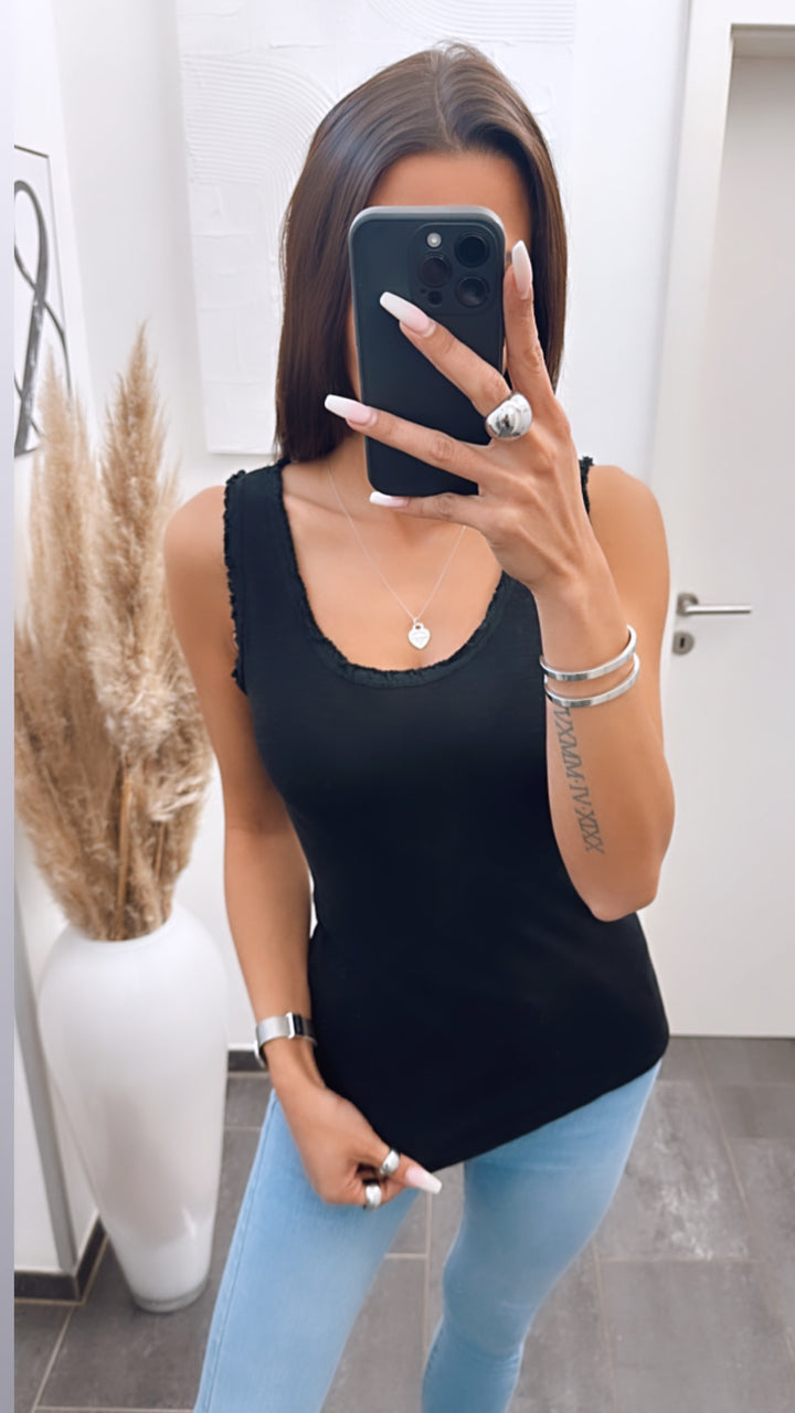 Top in Ripp-Optik, used-Elemente / schwarz Art. 5647