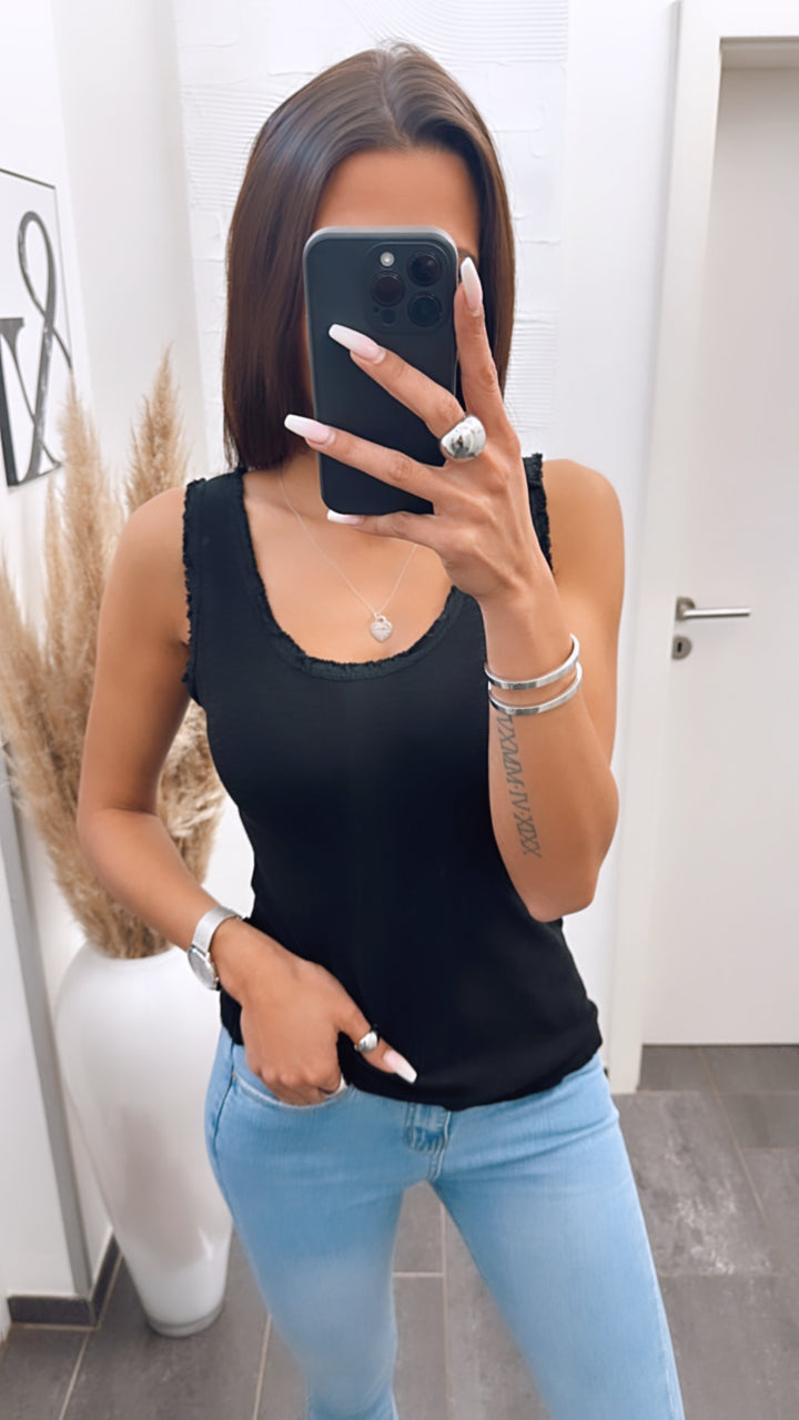 Top in Ripp-Optik, used-Elemente / schwarz Art. 5647