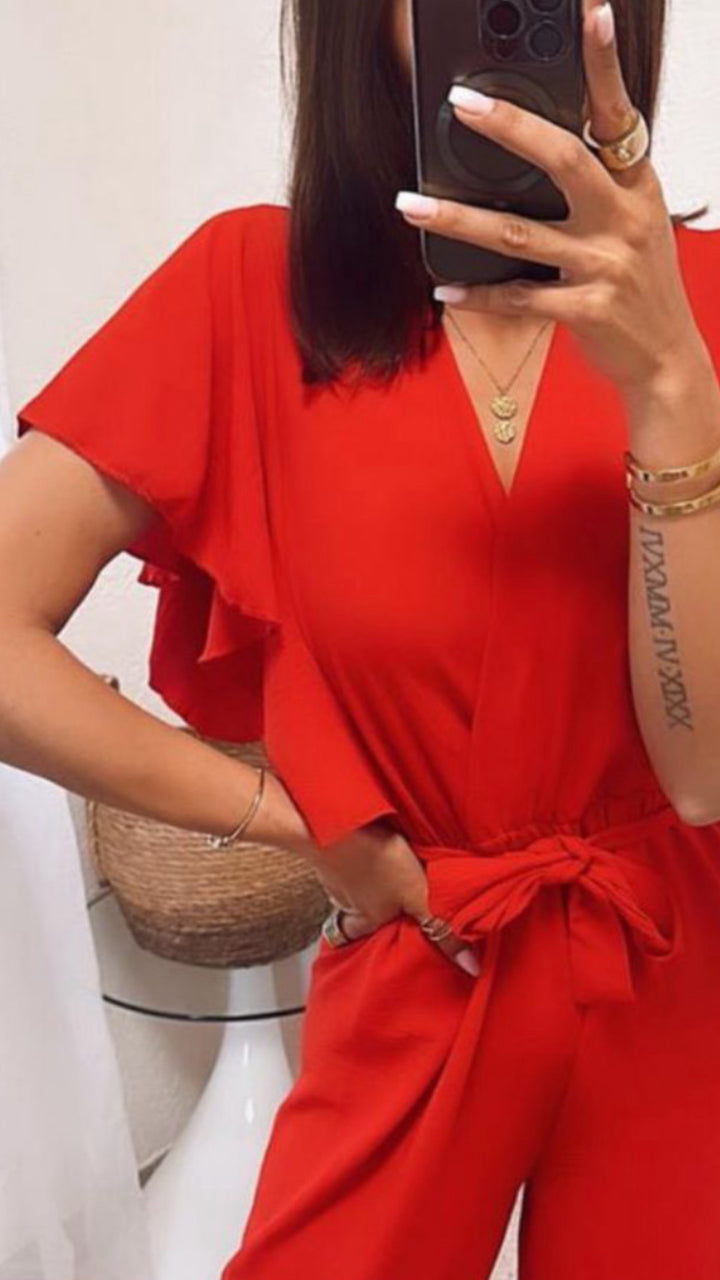 Jumpsuit mit weiten Armen / rot Art. 4701
