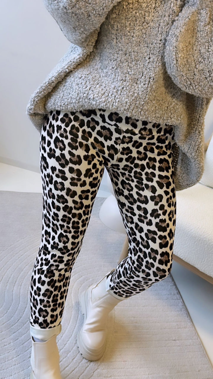 dickere Leo Leggings / hell beige  - braun - schwarz Art. 7579