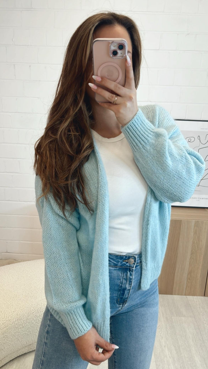 Offener Strick Cardigan / hell blau Art. 9318