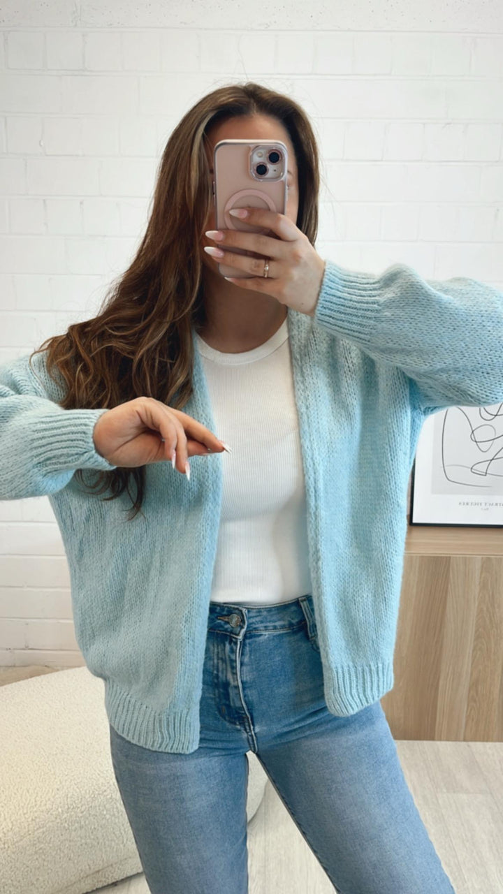 Offener Strick Cardigan / hell blau Art. 9318