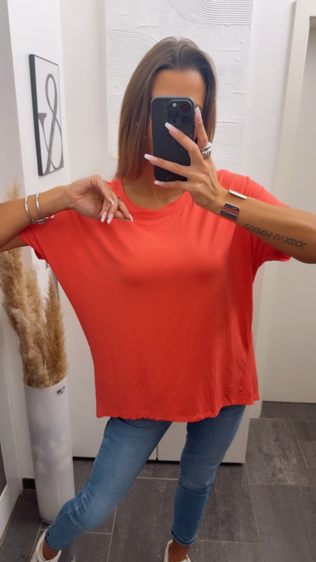 Vokuhila Long T-Shirt / coral Art. 9955
