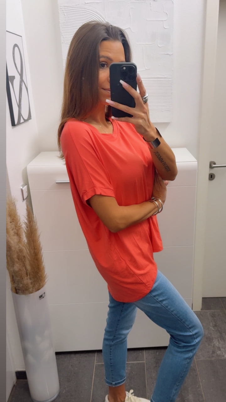 Vokuhila Long T-Shirt / coral Art. 9955