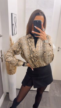 SNAKE Bluse / beige - schwarz Art. 14017