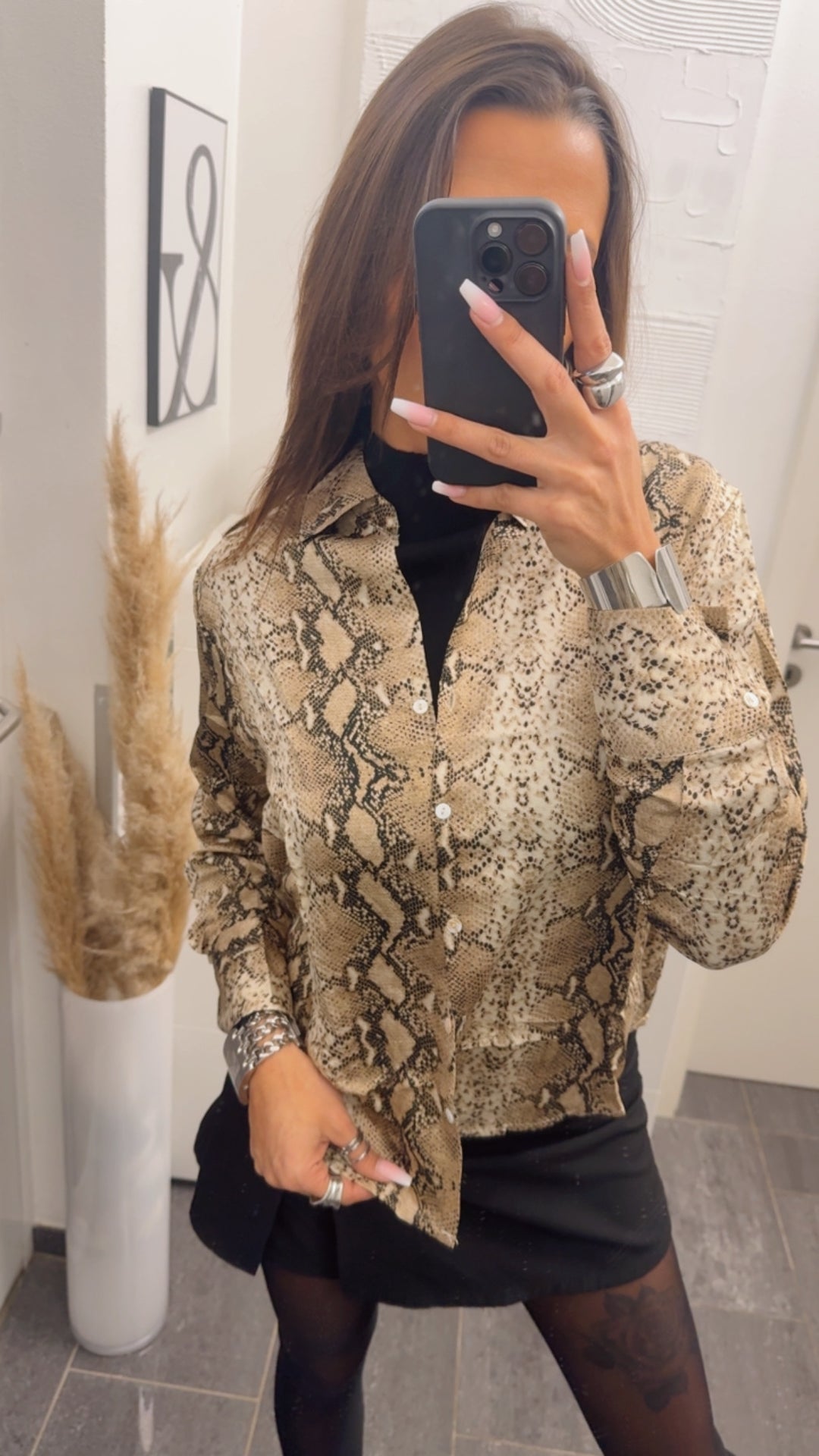 SNAKE Bluse / beige - schwarz Art. 14017