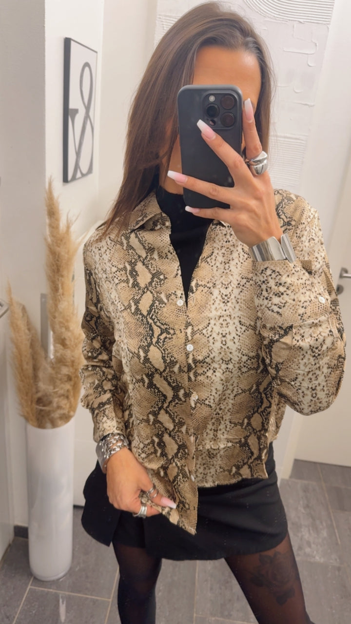 SNAKE Bluse / beige - schwarz Art. 14017