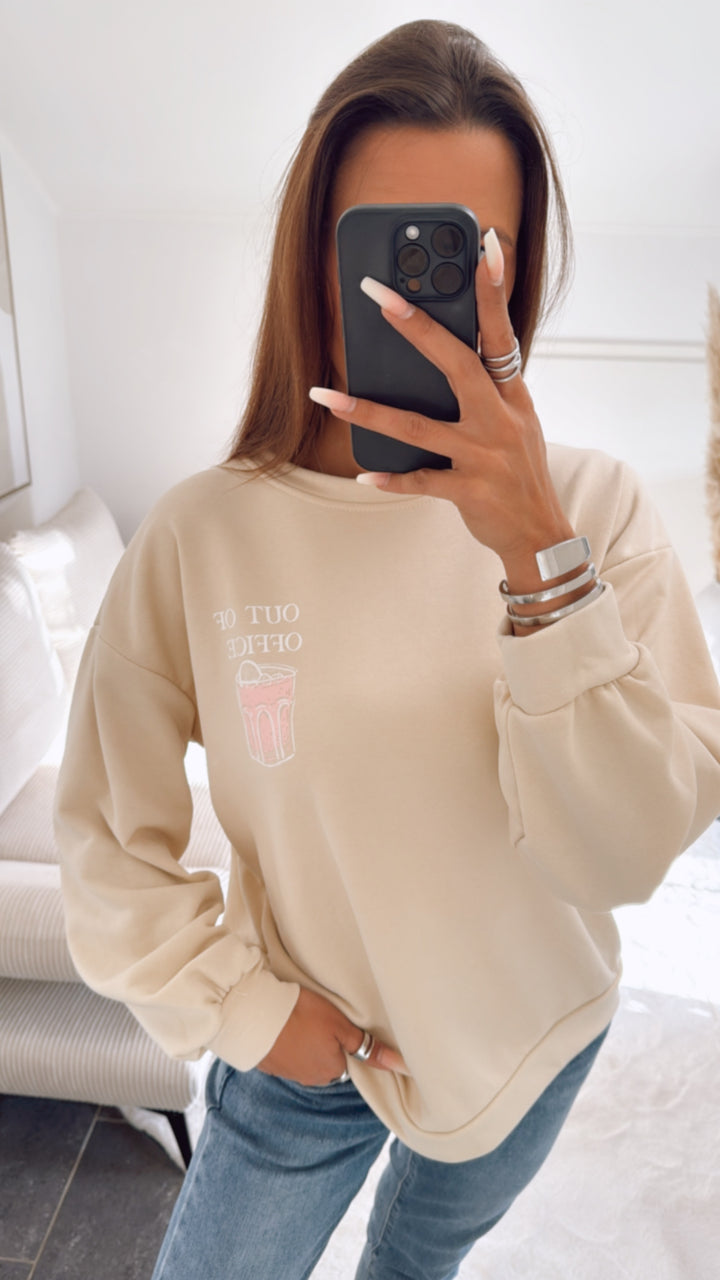 Sweatshirt " Out of Office " / beige Art. 9199