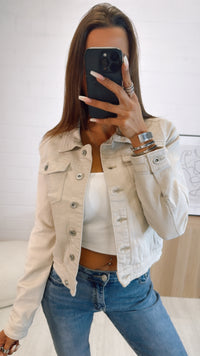 schlichte Denim Jacke / beige Art. 9368