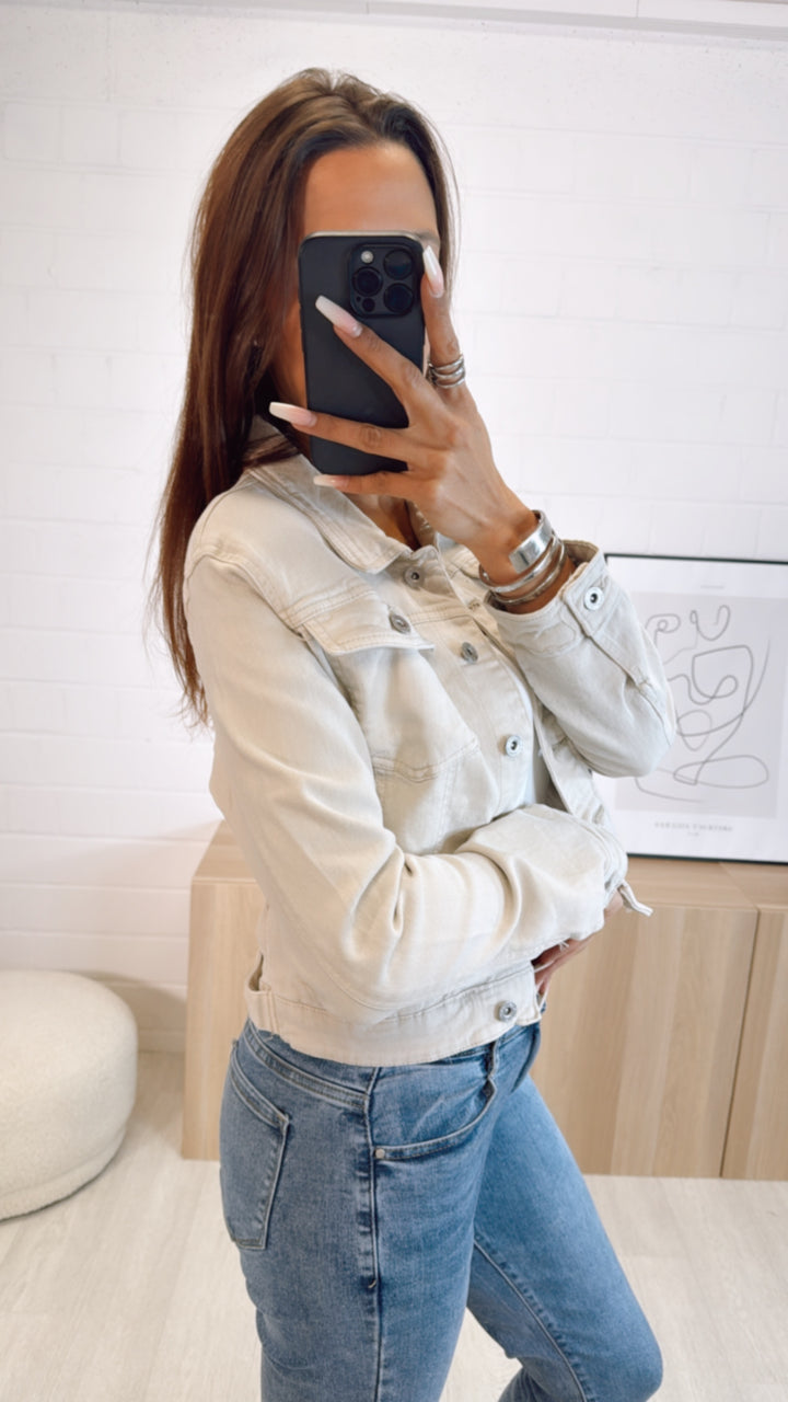 schlichte Denim Jacke / beige Art. 9368