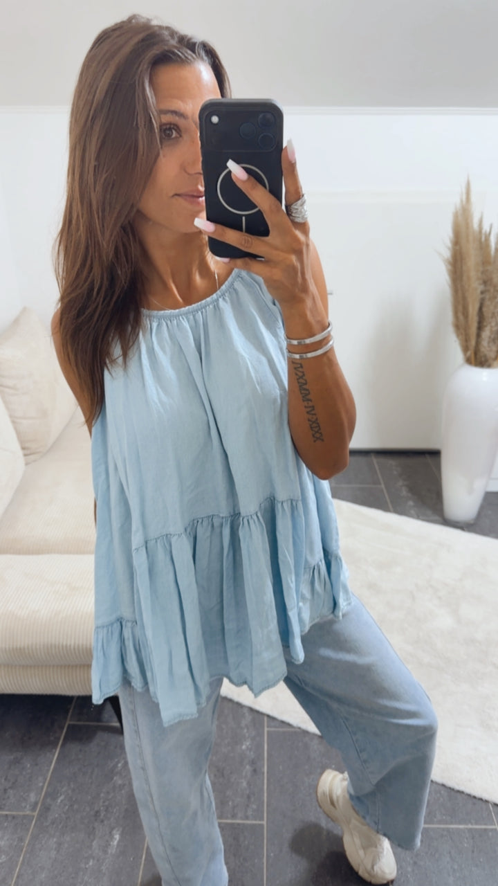 DENIM LOOK ärmelloses Oberteil / HELL Art. 15284