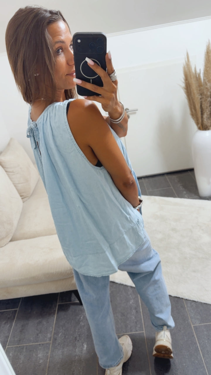 DENIM LOOK ärmelloses Oberteil / HELL Art. 15284