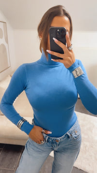 ROLLKRAGEN softes Langarm Oberteil / denim blau Art. 14036