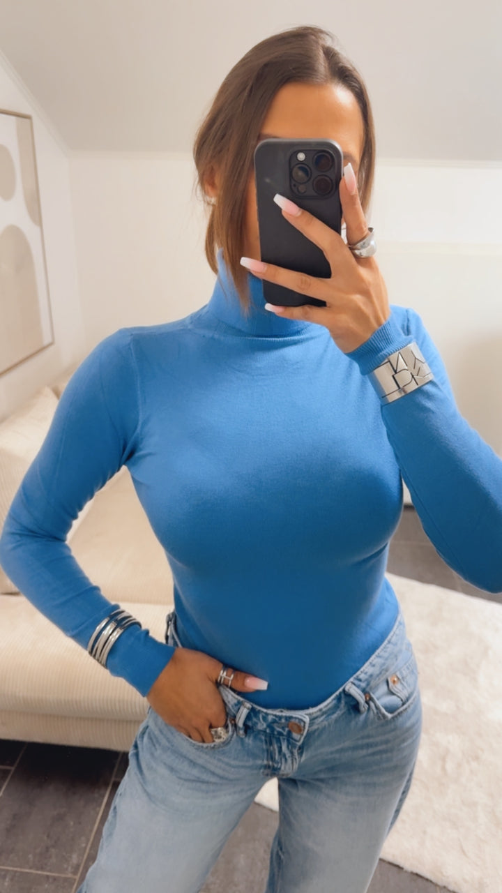ROLLKRAGEN softes Langarm Oberteil / denim blau Art. 14036