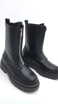 Zip-Boots - schwarze Boots mit Reißverschluss vorne A-989 / Art.122361