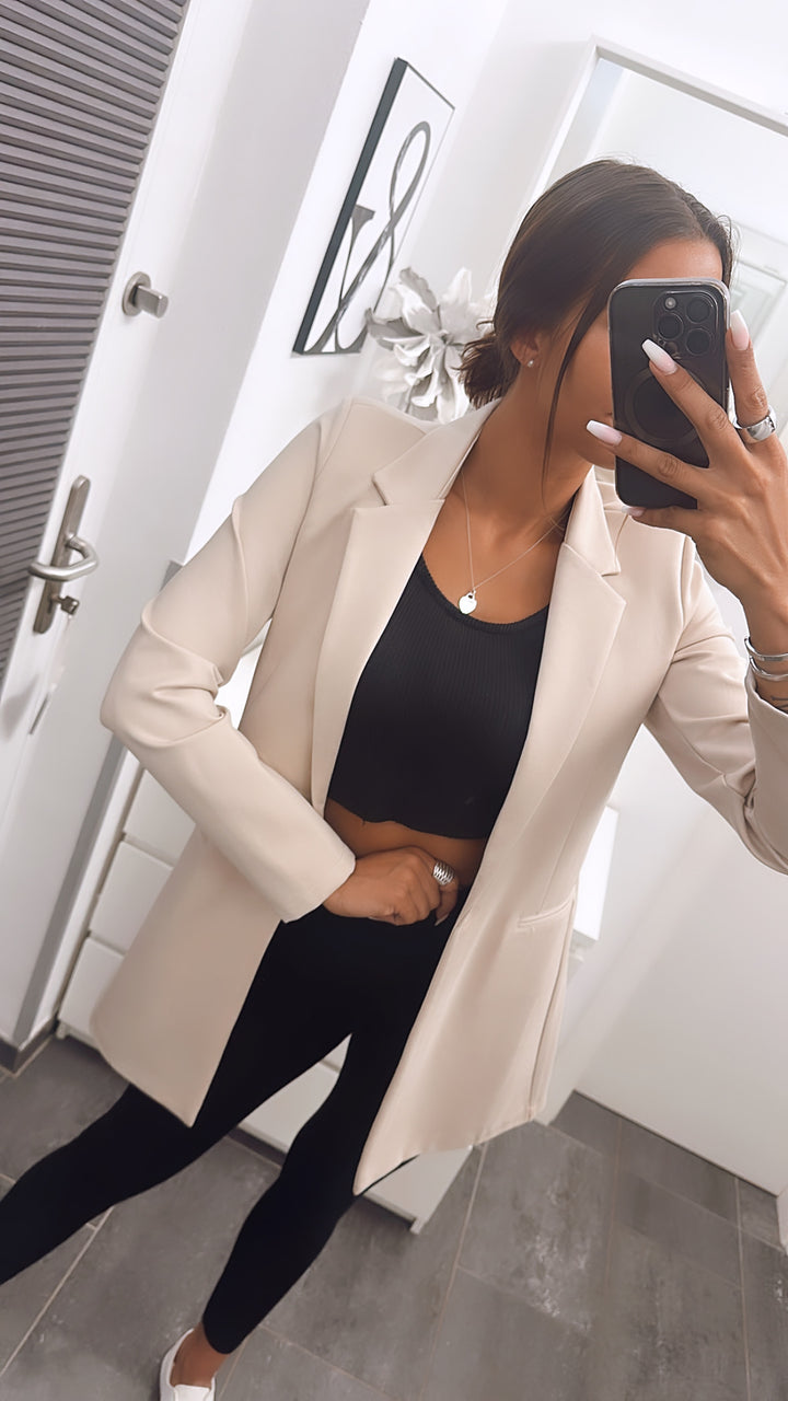Hochwertiger Long Blazer / Jacke / beige Art. 4807