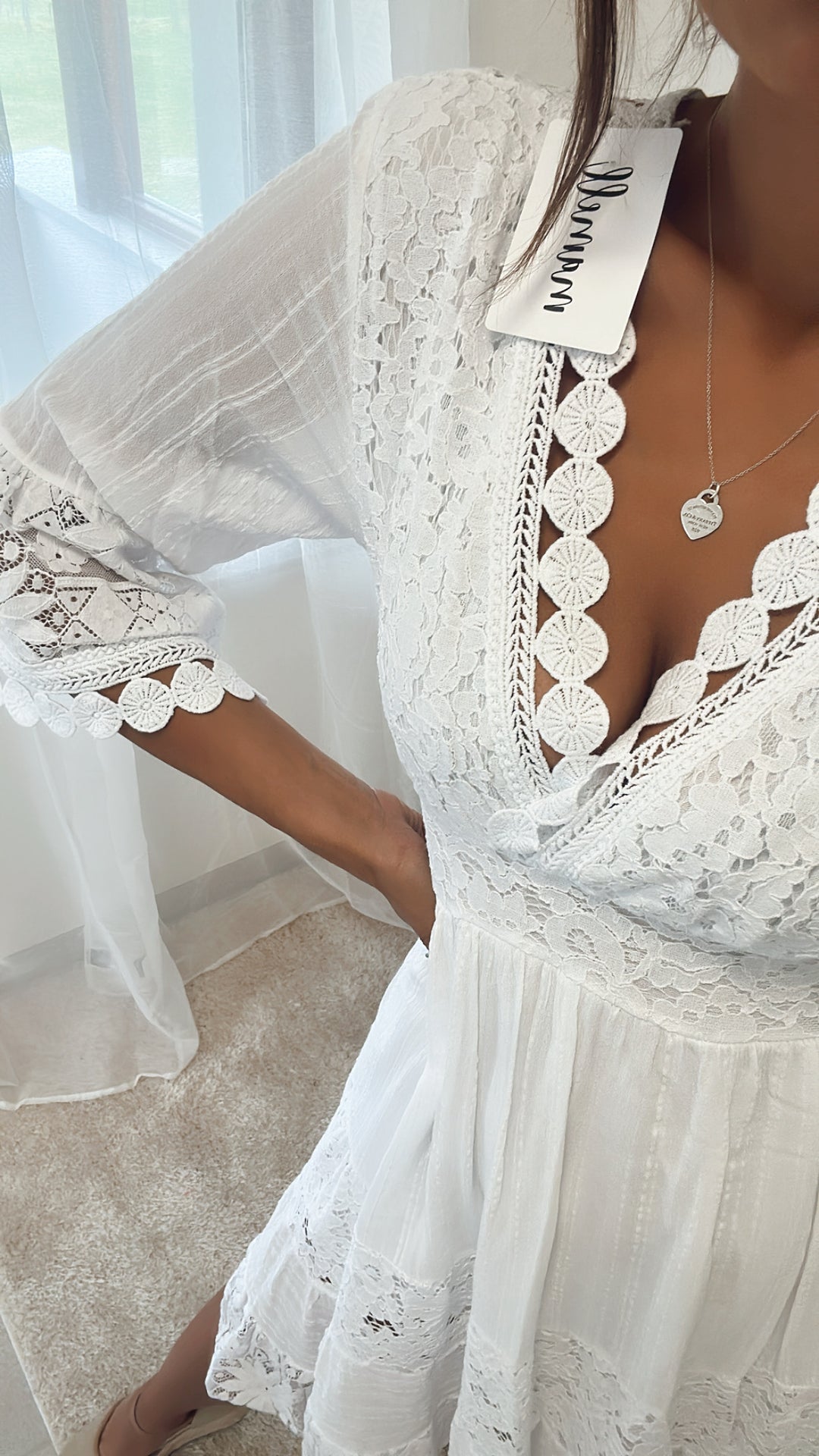 MIDI Boho - Style Kleid / weiss Art. 4777