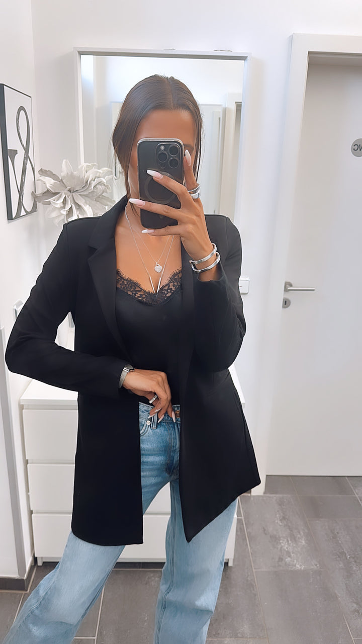 Hochwertiger Long Blazer / Jacke / schwarz Art. 4844