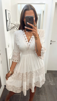 MIDI Boho - Style Kleid / beige Art. 4761