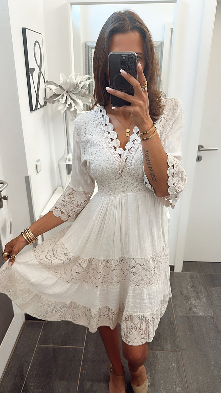 MIDI Boho - Style Kleid / beige Art. 4761