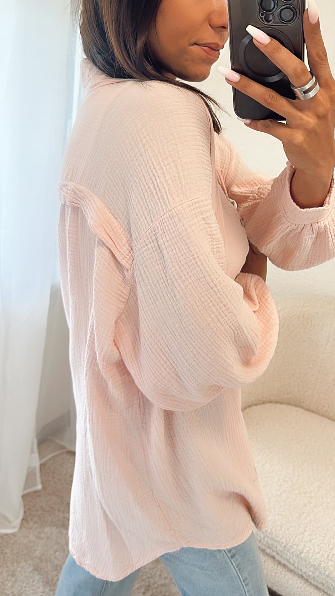 LANGE Oversize Musselin Bluse / lachs Art. 4885