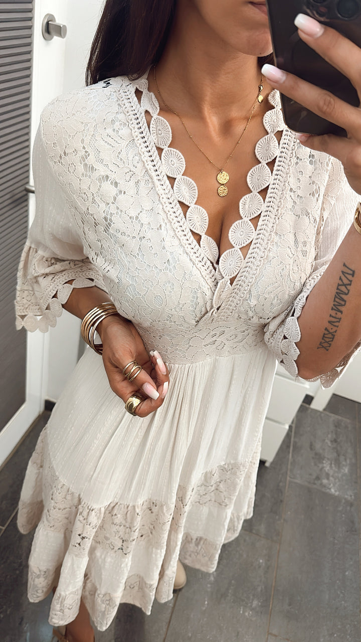 MIDI Boho - Style Kleid / beige Art. 4761