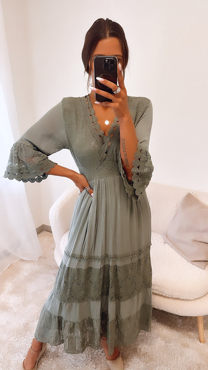 Maxi Boho - Style Kleid / khaki Art. 4774