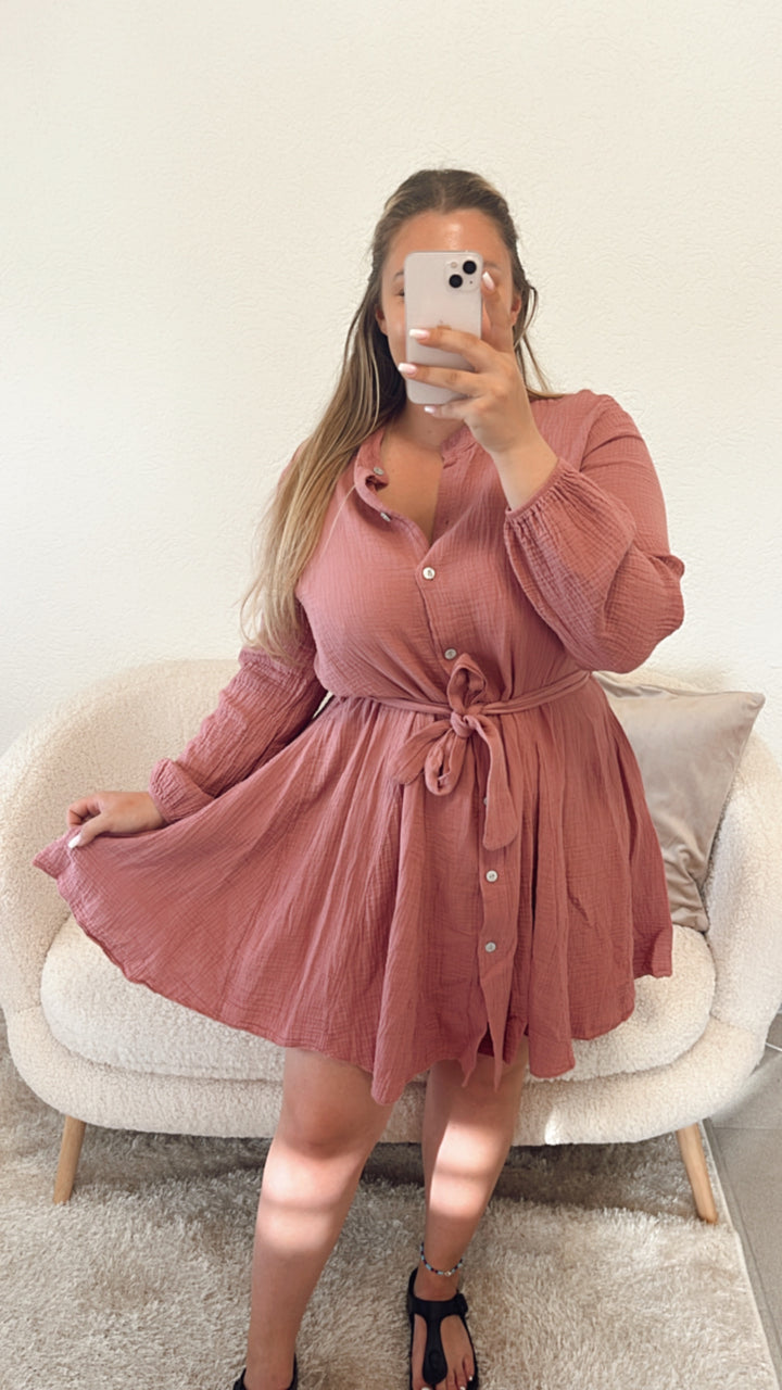 Kleid Musselin Stoff / helle beere Art. 4498