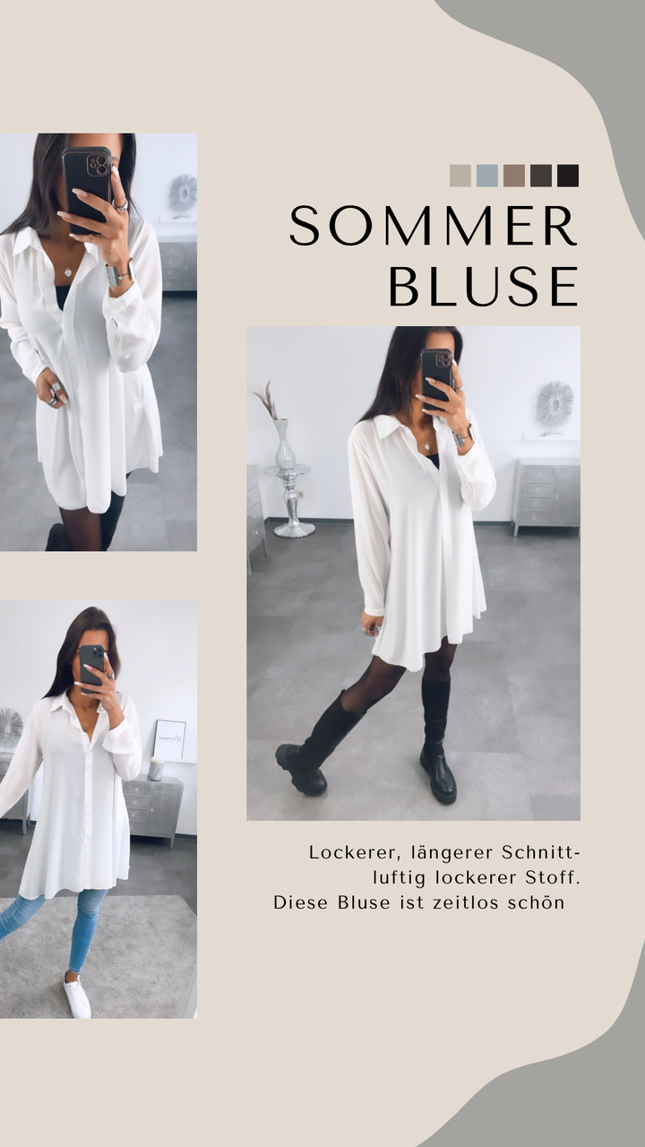 dünne Long Bluse / weiß Art. a015