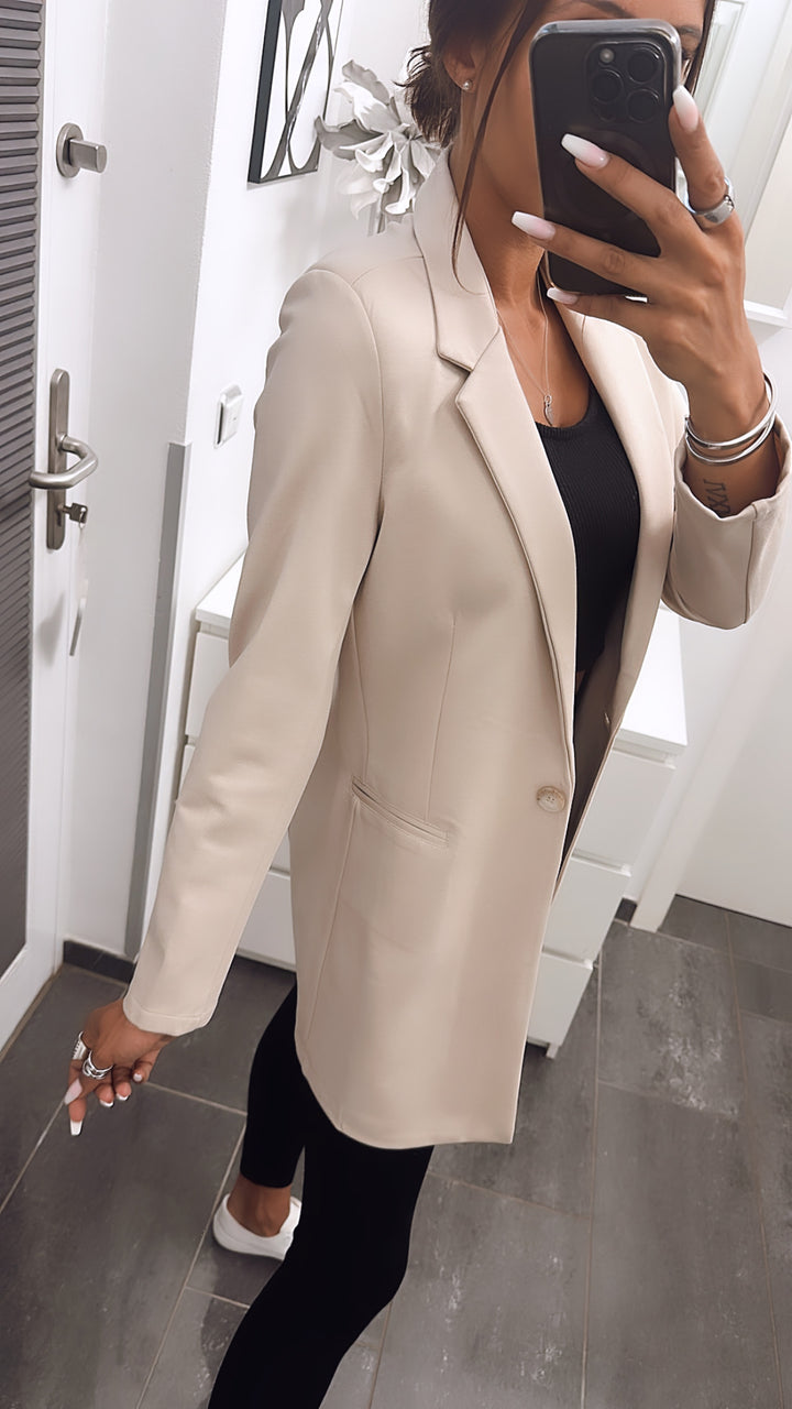 Hochwertiger Long Blazer / Jacke / beige Art. 4807