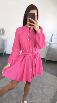 Musselin Kleid / knalliges pink Art. 2452