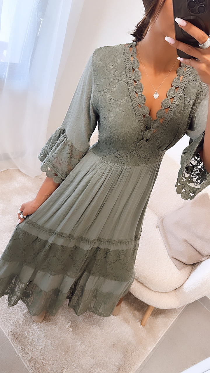 Maxi Boho - Style Kleid / khaki Art. 4774