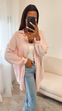 LANGE Oversize Musselin Bluse / lachs Art. 4885
