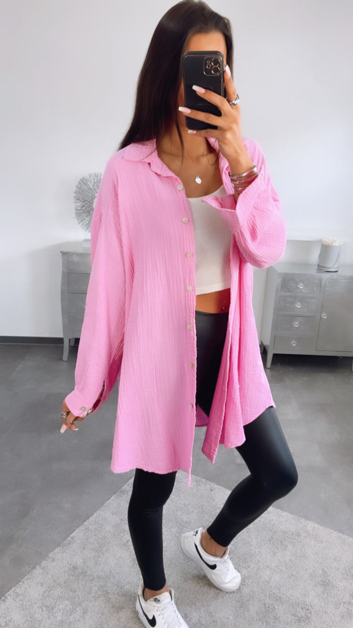 LANGE Oversize Musselin Bluse / soft pink Art. 2249