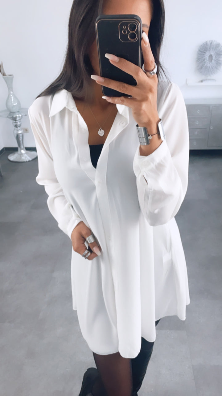 Basic dünne Long Bluse / weiß Art. a015