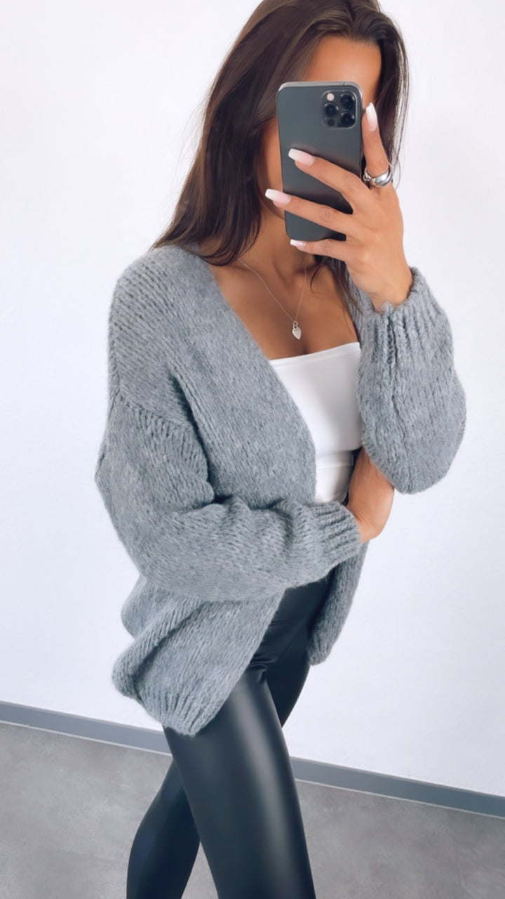 Offener Strick Cardigan / dunkel grau Art. 2788