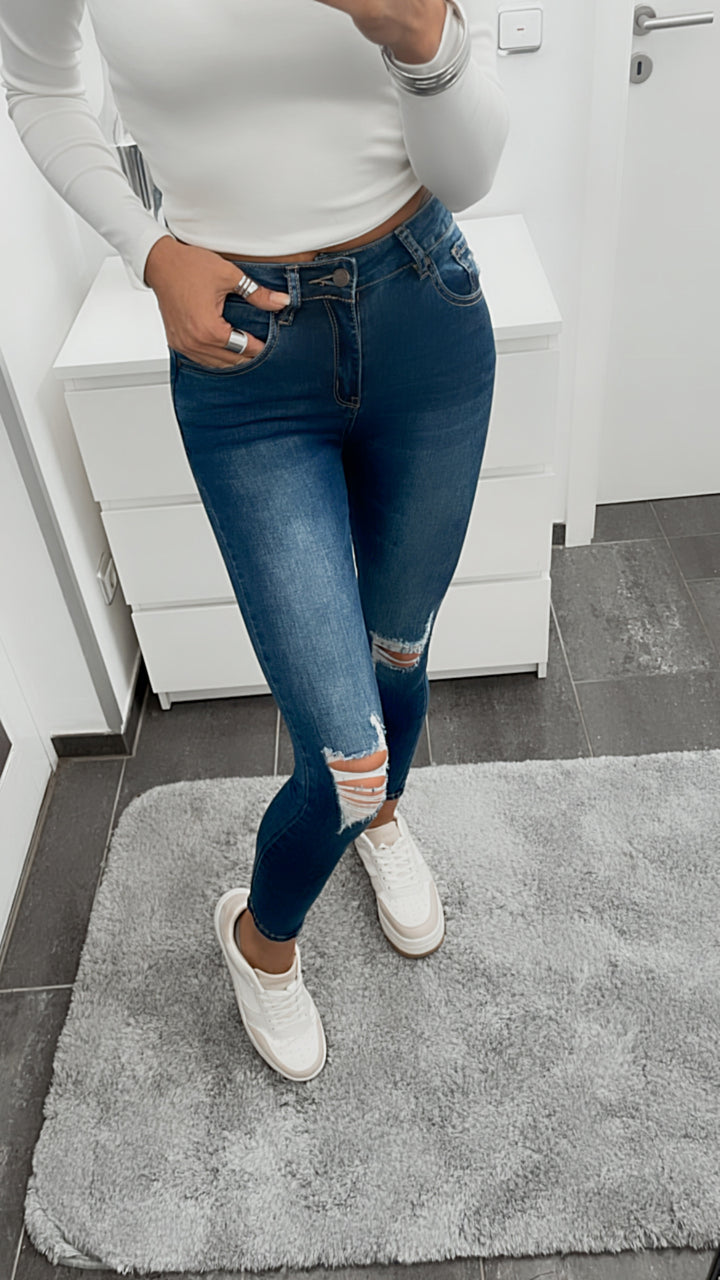 high waist Jeans Modell "NS18" / dunkel blau Art. 4188