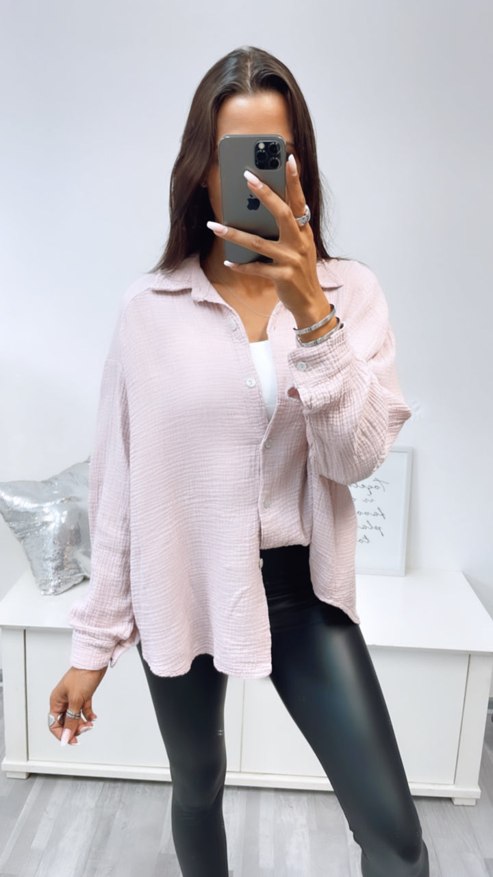 KURZE Oversize Musselin Bluse / zart rosa Art. 3184