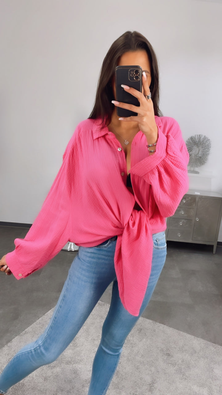 LANGE Oversize Musselin Bluse / pink Art. 2024