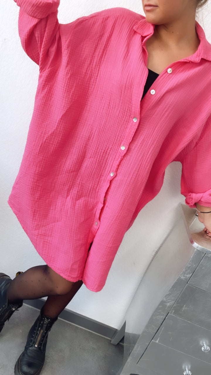 LANGE Oversize Musselin Bluse / pink Art. 2024